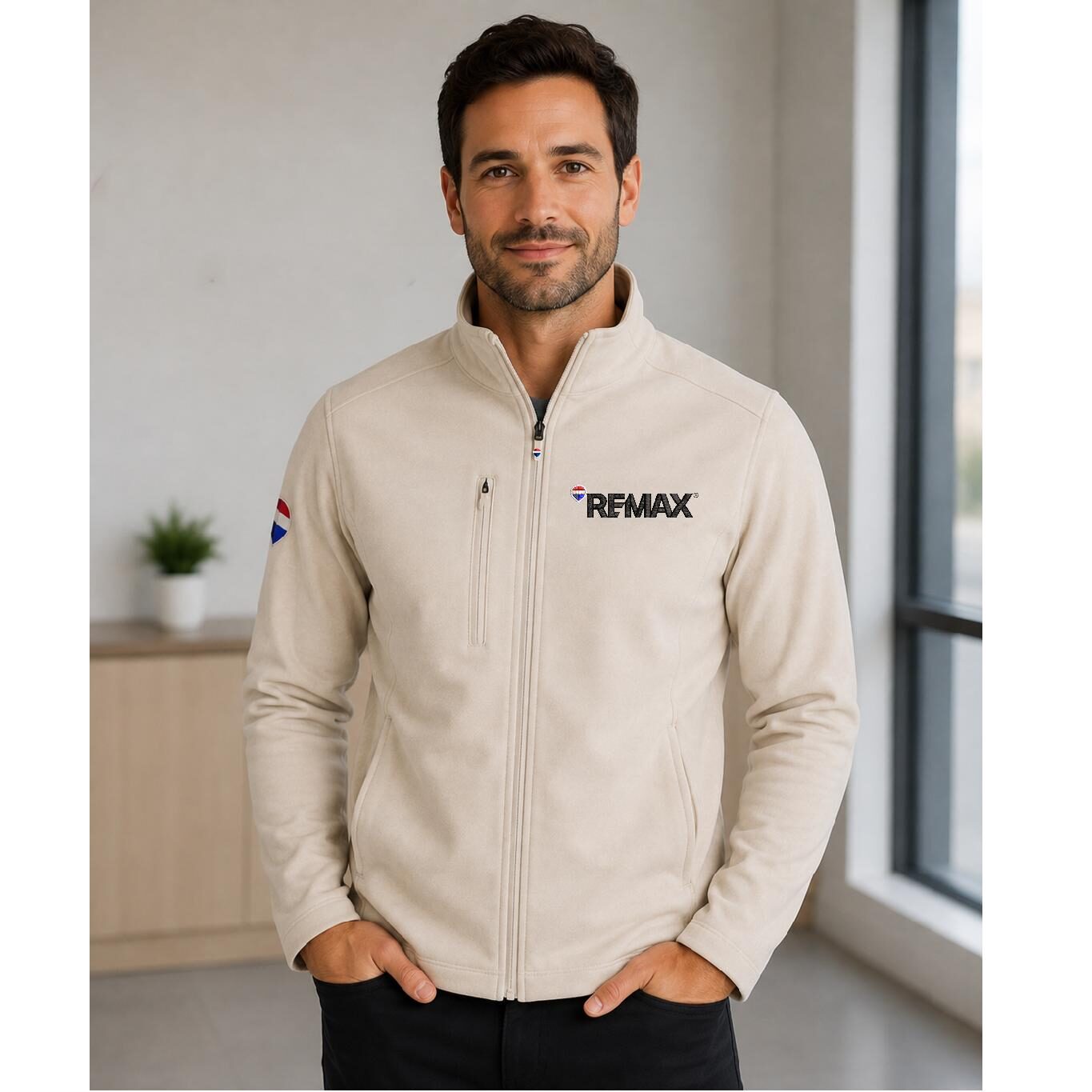 Chamarra tela premium Hombre Beige