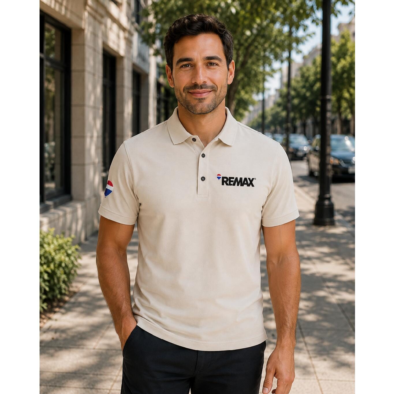 Polo tela premium Hombre Beige